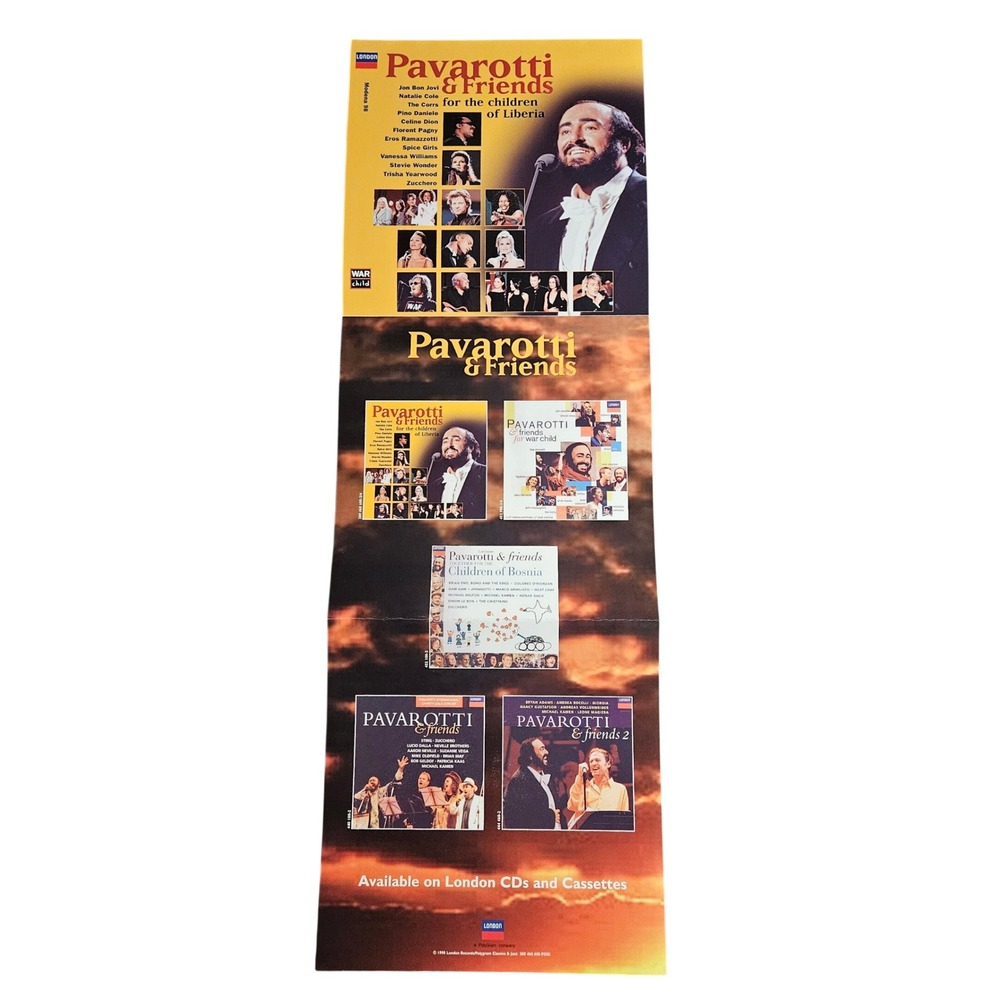 Pavarotti & Friends For The Children Of Liberia 1998 Promo‎ Poster 12x36 D/S
